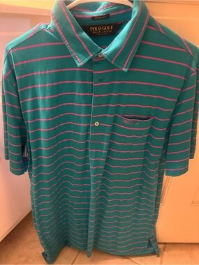 Polo Golf Ralph Lauren Teal with Pink Stripe Polo